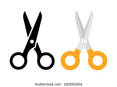 Scissors black and flat icon on white background