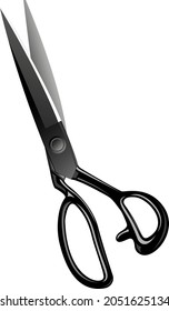Scissors with black handles. Vector image