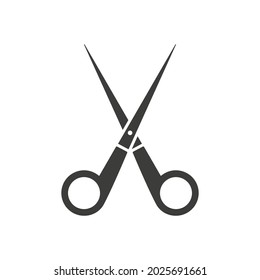 Icono negro de tijeras. Símbolo de tijeras afiladas. Silueta negra. Ilustración vectorial aislada en blanco.