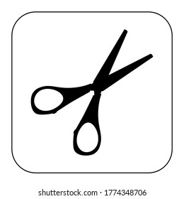 Scissors with black, open, on a white background. Vector template for mock up. Vector illustration
