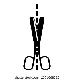 Scissors, Black silhouette of scissors, Scissors for cutting lines, Dividing lines for cutting