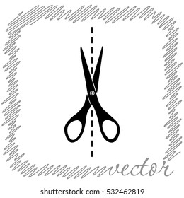 Scissors  black  vector icon