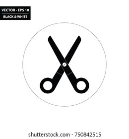 Scissors black and white flat icon. Vector Illustration.