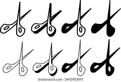 tijeras, iconos en blanco y negro. volver a la escuela
