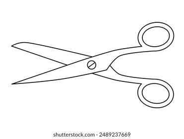 scissors, black and white vector illustration of hand-operated shearing tools, white background