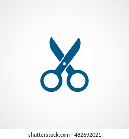 Scissors Blue Flat Icon On White Background