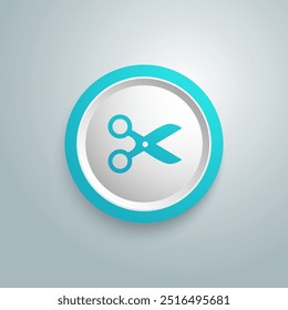 Scissors blue icon in trendy flat style. Scissors icon page symbol for your web site design. Scissors icon Vector illustration