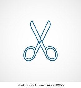 Scissors Blue Line Icon On White Background