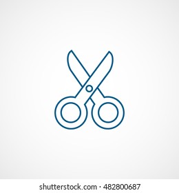 Scissors Blue Line Icon On White Background