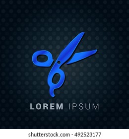 Scissors Blue metallic chromium precious Icon / Logo Design
