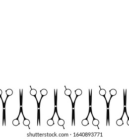 Scissors boarder frame, vector illustration. Beauty salons or tailors tools, shears and scissors. Barbershops supplies, tools, design for card, print, poster, window oe wall decoration