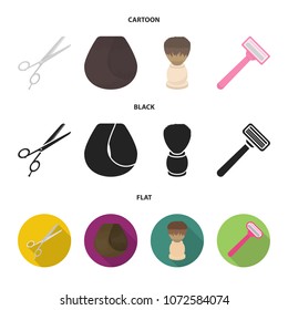 Scissors, brush, razor and other equipment. Hairdresser set collection icons in cartoon,black,flat style vector symbol stock illustration web.