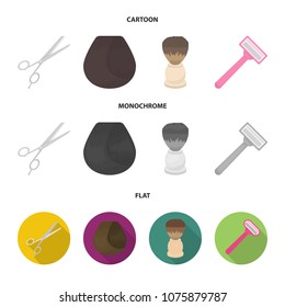 Scissors, brush, razor and other equipment. Hairdresser set collection icons in cartoon,flat,monochrome style vector symbol stock illustration web.
