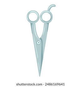 Scissors cartoon clipart. Vector flat design of closed shears. Isolated hand drawn illustration of scissors for hairdressing salon. Simple template for print and web design  on white background.