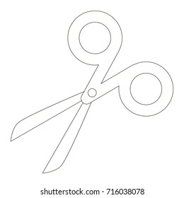 Scissors cartoon. Outlined illustration with thin line black stroke
