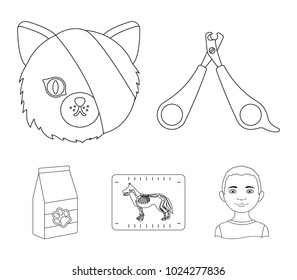 Scissors, cat, bandage, wounded .Vet Clinic set collection icons in outline style vector symbol stock illustration web.