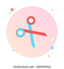 Scissors in circle icon vector. Professional medical scissor in round shaped. Surgical instrument, medical clamp, hairstyle scissor icon. Medical equipment. Vector illustration.