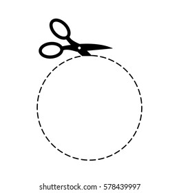 Scissors circle template sign. Symbol cut with shears