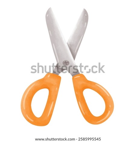 Scissors clip art, scissor clip art , scissors vector image, cartoon yellow scissors illustration vector, hand drawn watercolor painting style