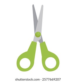 Scissors clip art, scissors vector image, green scissors icon vector, flat design illustration, open scissor clipart, isolated on white background