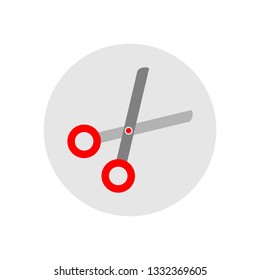 Scissors or clippers. Flat circle icon for web design. Vector graphic illustration. 