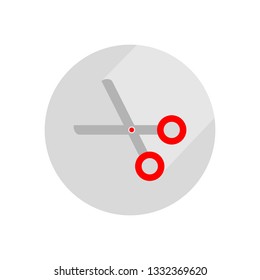 Scissors or clippers. Flat icon with long shadow. Vector graphic illustration. 