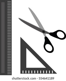 Scissors clippers ruler size icon