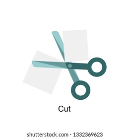 Scissors or clippers that cut paper. Flat icon for web design. Vector graphic illustration. 