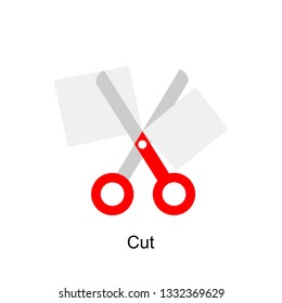 Scissors or clippers that cut paper. Flat icon for web design. Vector graphic illustration. 