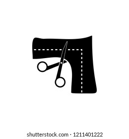 Scissors and cloth cut icon. Element of tailor, clothier. Premium quality graphic design icon. Signs and symbols collection icon for websites, web design, mobile app on white background