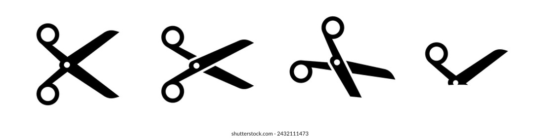 Scissors Collection Black color flat style