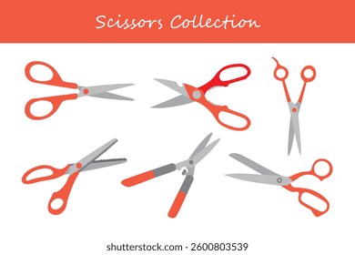 scissors collection in different style. Vector illustration.