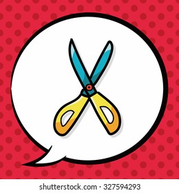 scissors color doodle, speech bubble