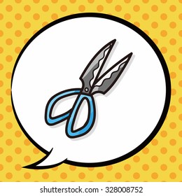 scissors color doodle, speech bubble