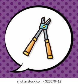 scissors color doodle, speech bubble
