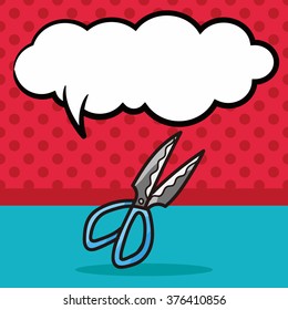 scissors color doodle, speech bubble