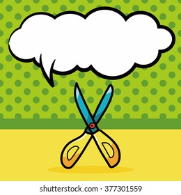 scissors color doodle, speech bubble
