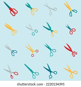 Scissors color icon collection set