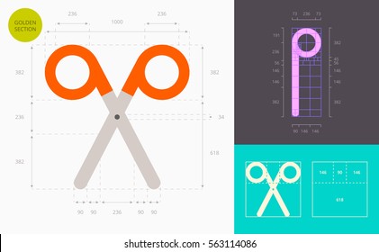 scissors color icon (golden section)