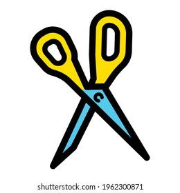 Scissors color icon or logo in simple style, isolated on white background