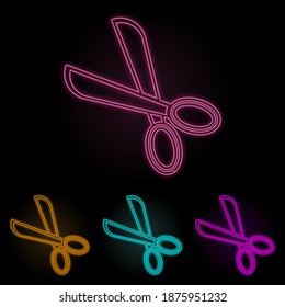 scissors color neon set. Simple thin line, outline vector of web icons for ui and ux, website or mobile application