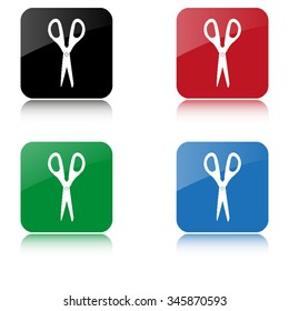 Scissors  - color vector icon  with shadow