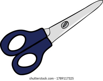 Scissors, a colorful cartoon object. School supplies. Educational element on a white background. Vector illustration