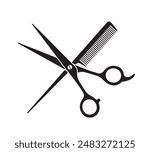 Scissors and Comb, Barber Shop Icon. Vector illustration isolated.eps