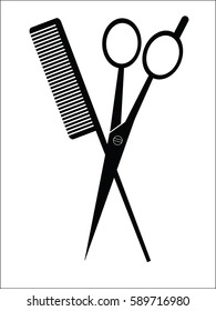 Scissors and comb barber sign, vector illustration