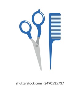 tijeras y peluquería de peine aislado