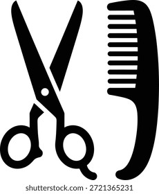 Scissors and Comb Black Silhouette