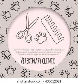 Scissors, comb for cutting and grooming pets