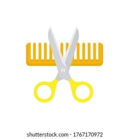 Scissors and comb flat, Barber icon, vector illustration isolated on white background