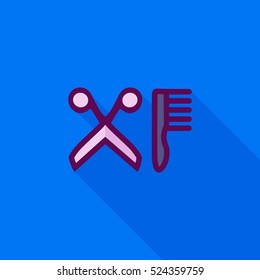 scissors and comb flat icon illustration isolated vector sign symbol 